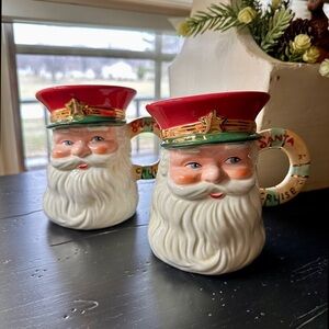 SET-2, VINTAGE, DEPT. 56, SANTA CRUISE TOBY MUGS FROM THE ST. NICK GETAWAY COLL.